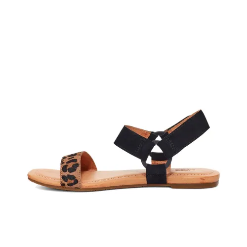 UGG Стильные Сандалии Женские Коричневые Черные с Леопардовым Принтом