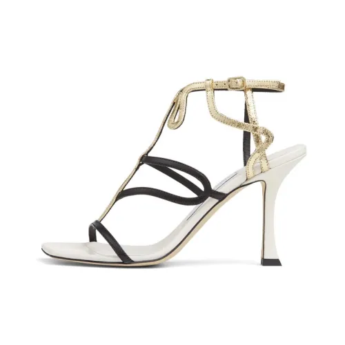 Jimmy Choo Vice 90 One Ремень Сандалии Женские Белые Черное Золото