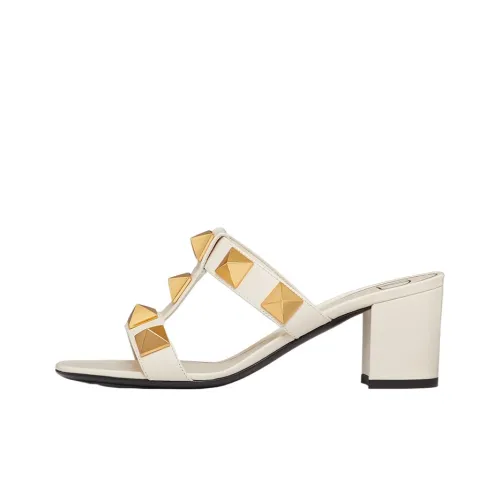 Valentino Roman Stud Стильные Сандалии 6 см Женские Светлый Айвори