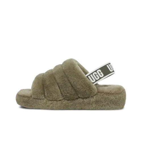 UGG FLUFF YEAH Стильные Сандалии Женские Оливковые