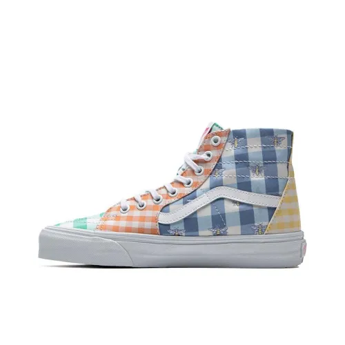 Vans SK8 Tapered Аbrasion Resistant Дышащий Легкий Высокие Кроссовки для скейтбординга Женские Белый Оранжевый Синий