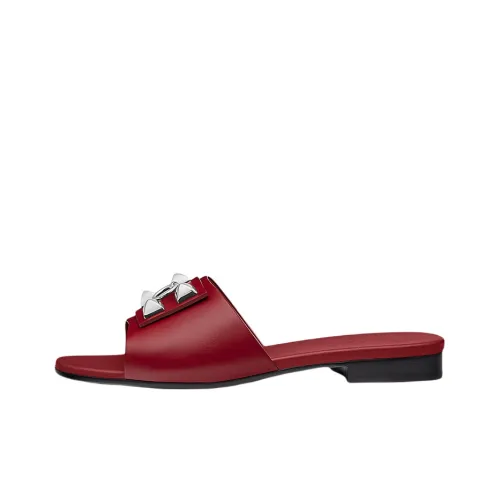 HERMES Резина Slippers Женские Red
