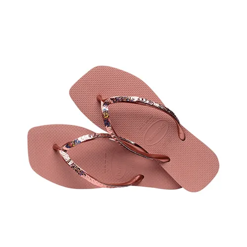 Havaianas Square Header Series Резиновая подошва Шлепанцы Женские Веер Красный