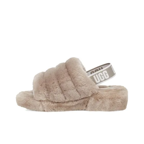 UGG FLUFF YEAH Стильные Сандалии Женские Светло-Серые