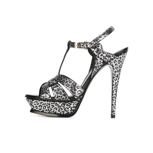 SAINT LAURENT TRIBUTE Римские сандалии Женские Серебристый Черный