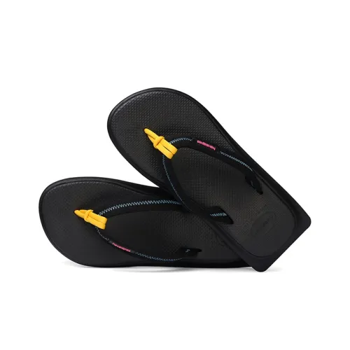 Havaianas Tradi Zori II Резина Подошва Шлепанцы Унисекс Черный Желтый