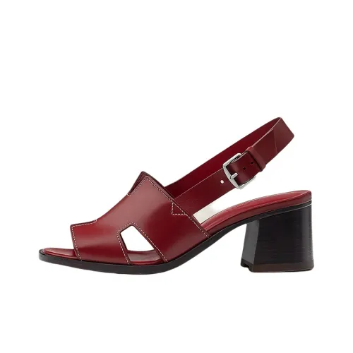 HERMES Elbe One Ремешок Сандалии Женские Красные