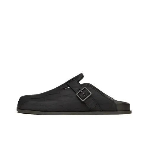 Valentino VLTN Кожаные домашние тапочки с пэчворком Мужские Черные