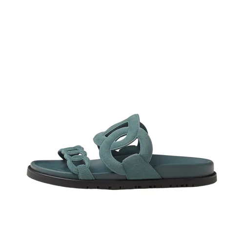 HERMES Extra Резиновая подошва Слипоны Женские Ель Синий