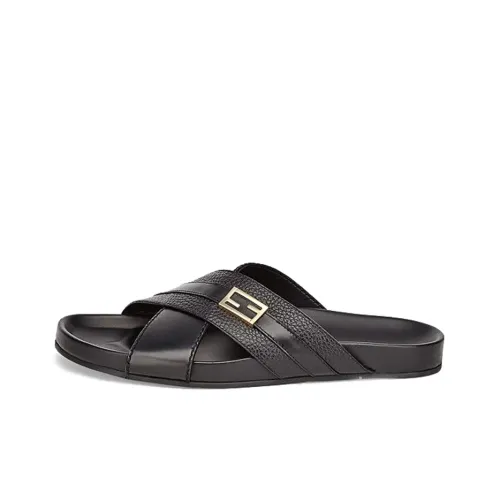 FENDI Металл Антибактериальные Спортивные тапочки Мужские Черные