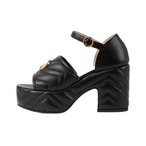 GUCCI GG Matelassé One Ремешок Сандалии Женские Черные