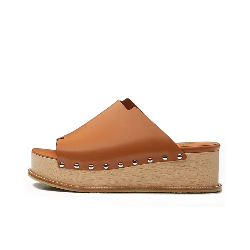 HERMES Ellipse Шлепанцы Женские Коричневый