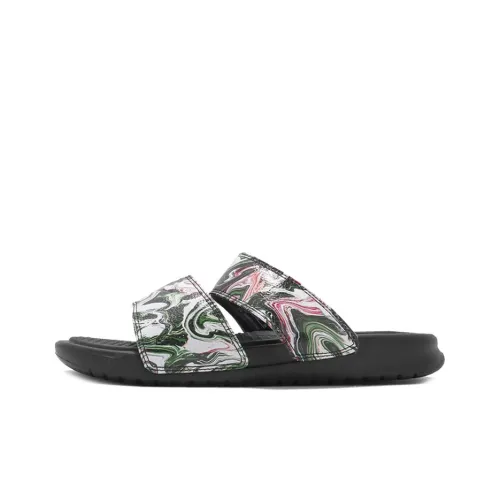 Nike Benassi Пенная подошва Резиновая подошва Противопахнущие Слипоны Женские Черный Многоцветный