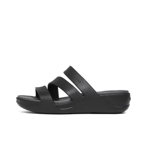 Crocs Boca Strappy Wedge Слипоны Женские Черный