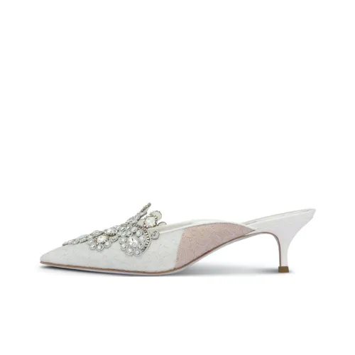 RENE CAOVILLA Veneziana Rhinestone Домашние тапочки Женские Серебряные