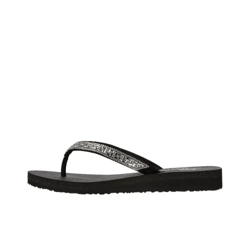 Skechers Meditation Резиновая подошва Слипоны Женские Черный Серебряный