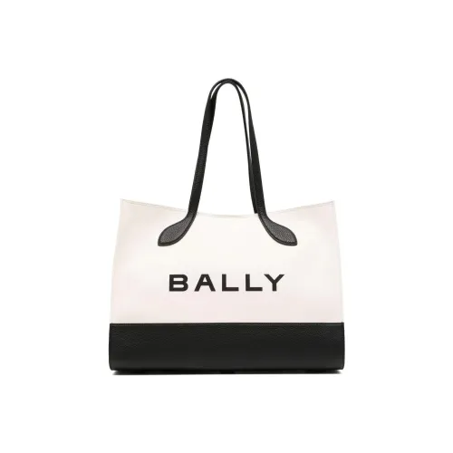 BALLY Органический хлопок Тоут Сумка Сумка для покупок Сумка Сумка через плечо Женская Светлый бежевый Черный