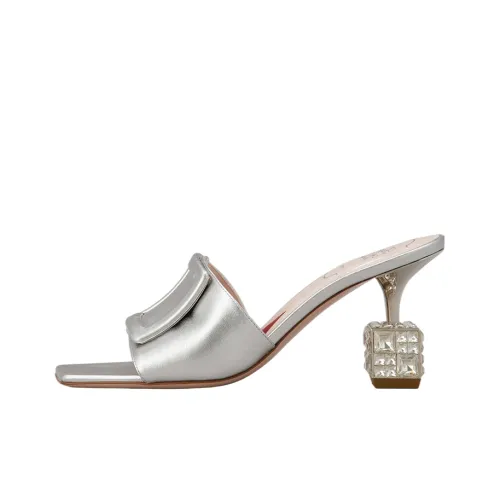 Roger Vivier Кожаные Слипоны с Пэчворком Silver для Женщин