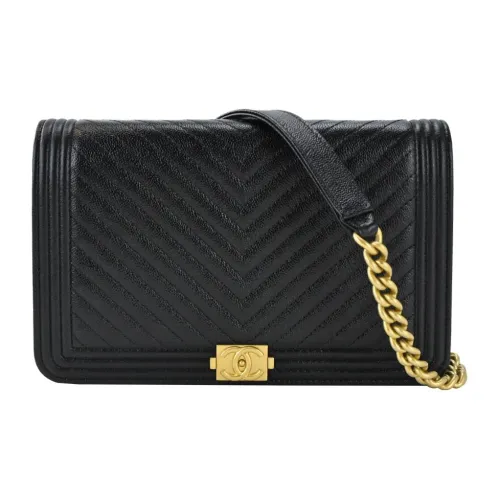 CHANEL LEBOY Крупнозернистая текстура Телячья кожа Сумка через плечо Женская Черная