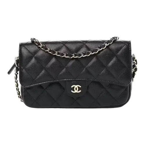 CHANEL WOC Сумка с клапаном из икорной коровьей кожи чехол для телефона сумка через плечо женская черная