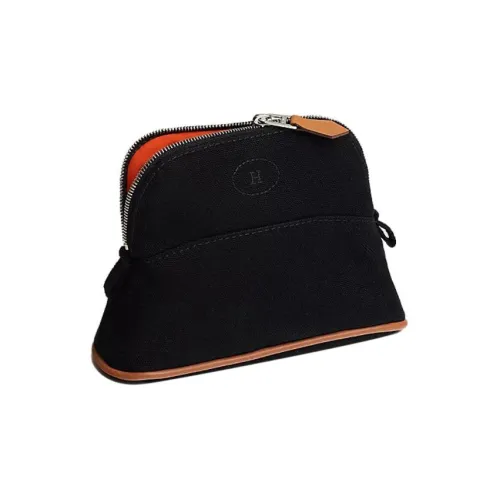 HERMES Bolide Хлопок с овечьей шкурой обметка сумка для боулинга косметичка сумка для хранения мини женский черный