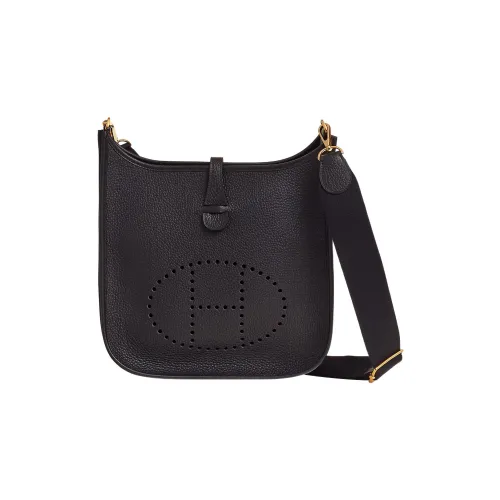 HERMES Evelyne Clemence Bullock Кожа Сумка через плечо Женская 3Y Caban Черный Твид