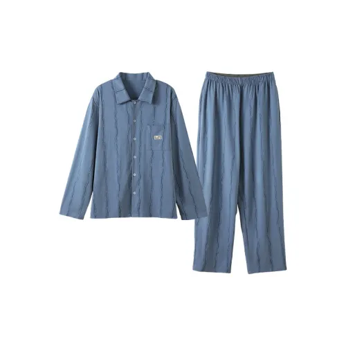 Jingyun Pajama Комплект Мужской Бирюзовый Дождевой Синий