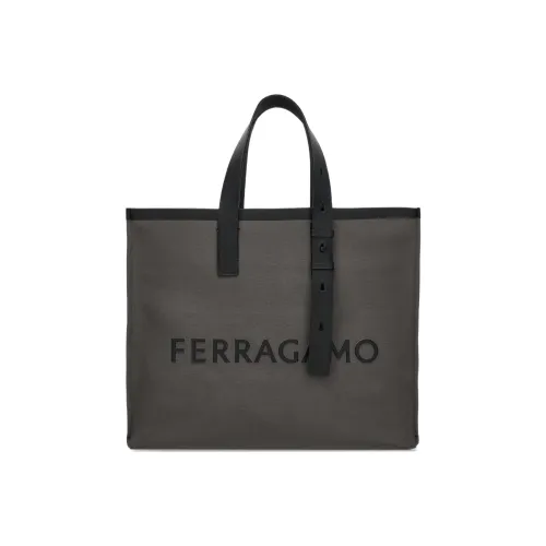 Ferragamo Canvas Панельная Сумка Tote Сумка Сумка для покупок Сумка через плечо Сумка для женщин Черный