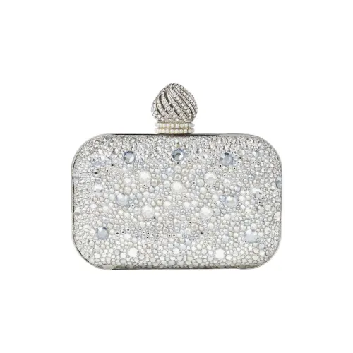Jimmy Choo Suede Crystal Crossbody Clutch Mini Women's Silver