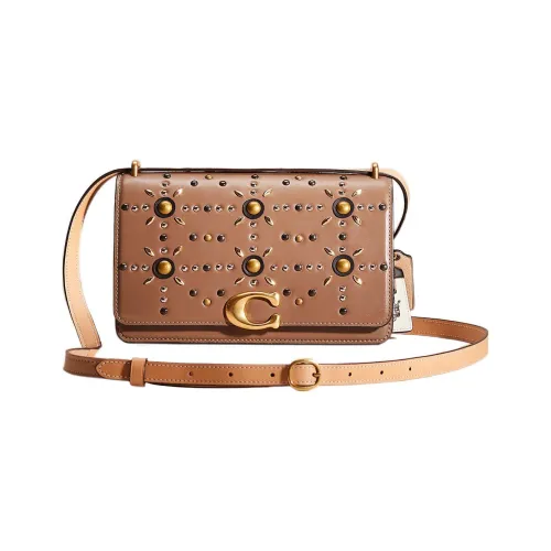 COACH Bandit Телячья кожа Конверт Сумка Плечевая Сумка Средняя Женская Молочно-чайная