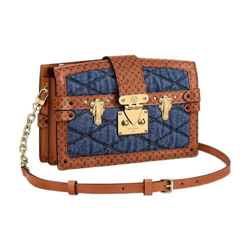 LOUIS VUITTON Основная часть Деним Цвет Холст Материал Телячья кожа Текстура Мягкий Форма Коробка Сумка через плечо Женская Цвет Коричневый Синий