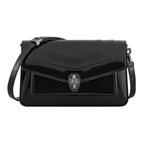 BVLGARI Serpenti Forever Series Телячья кожа Сумка через плечо Сумка на плечо Женская Черная