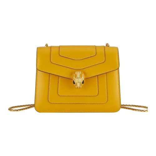 BVLGARI Serpenti Forever Series Телячья кожа Сумка через плечо Маленькая Женская Желтая
