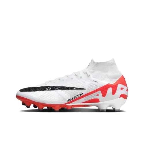 nike Mercurial Superfly 9 AG Искусственная трава Противоскользящие Устойчивые к истиранию Футбольные бутсы Унисекс Белый Красный Черный