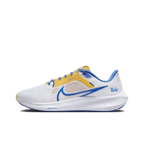 Nike Air Zoom Pegasus 40 Беговые кроссовки Низкий топ Белый/Золото/Сигнальный синий Мужской