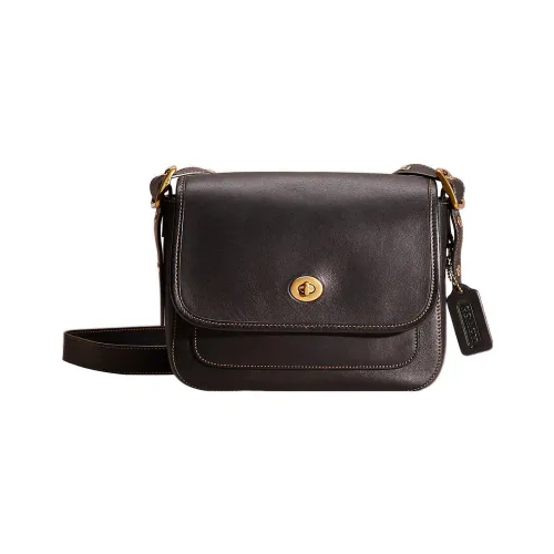 COACH RAMBLER Перчатка из дубленой кожи Курьер Сумка через плечо Маленькая Женская Черная