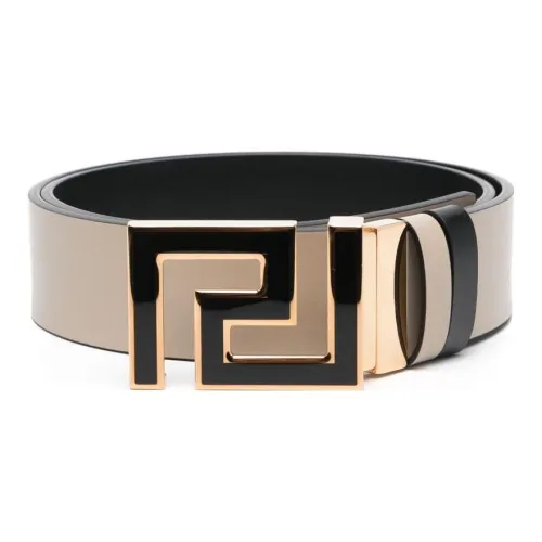 VERSACE Греческий Ажурная Работа Узор Кожа Плавная Застежка Кожаные Ремни Унисекс Коричневый Ширина 4CM