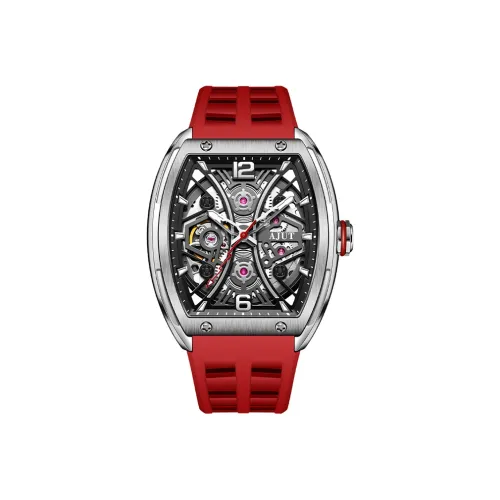 AJUT Механические часы с силиконовым ремешком мужские серебристый циферблат