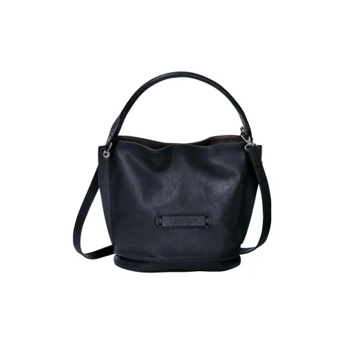 LONGCHAMP 3D Стираемая Коровья Кожа Ведрообразная Сумка Сумка через плечо Сумка через плечо Маленькая Женская Черная