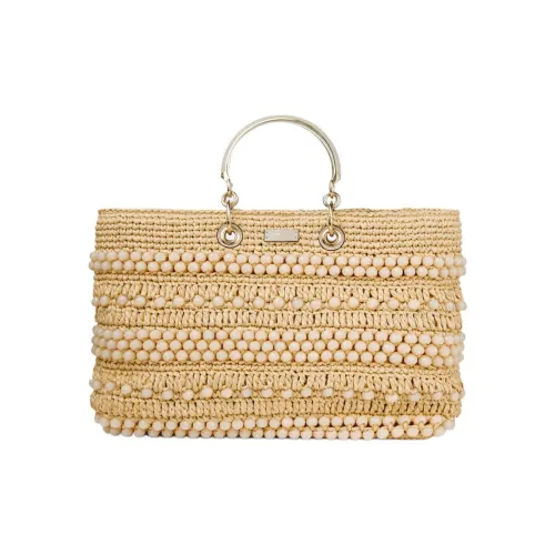 Jimmy Choo Ткань из соломы гладкая телячья кожа сумка большая женская бежевая