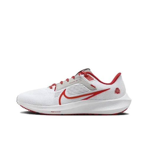 Nike Air Zoom Pegasus 40 Slip-resistant Abrasion-resistant Low-top Беговые кроссовки Мужские Белый Красный Серый