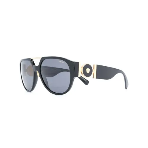 VERSACE Ацетат Нерегулярная форма Солнцезащитные очки Унисекс Черный