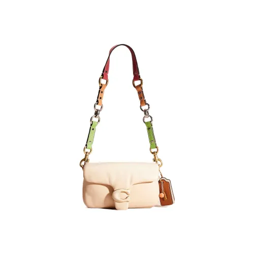COACH Pillow Кожа Сумка-подушка Сумка через плечо Маленькая Женская Бежевая и Многоцветная Сумка на плечо