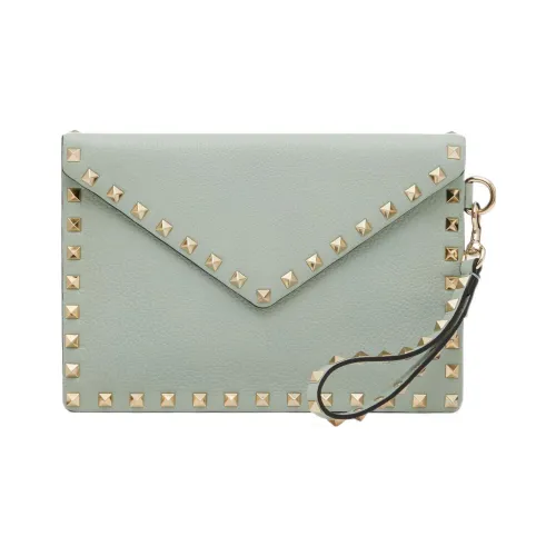 Valentino Rockstud Телячья кожа Кошелек Клатч Стандартный Женский Аква Зеленый