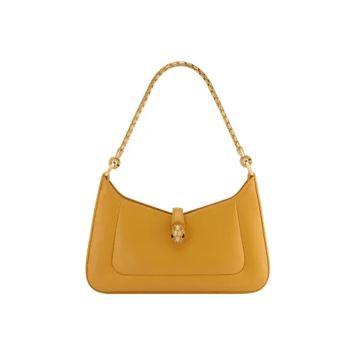 BVLGARI Serpenti Series Телячья кожа Сумка Сумка через плечо Женская Желтая