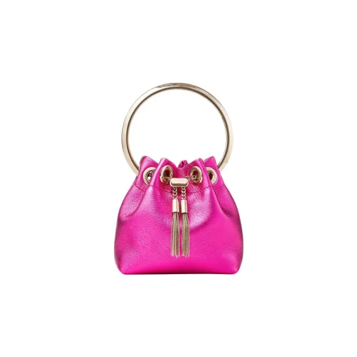 Jimmy Choo Nappa Sheep Leather Bucket Bag Handbag Crossbody Bag Shoulder Bag Mini Women's Peach Pink