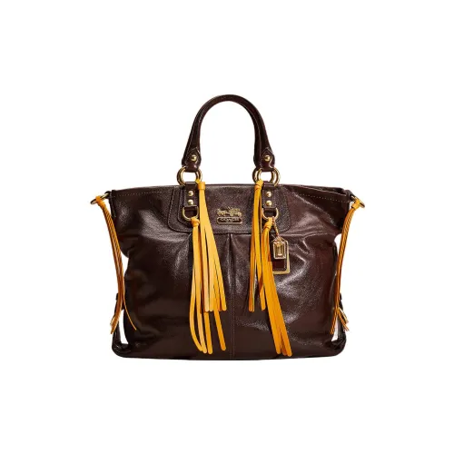 COACH Julianne Кожа Тоут Сумка Сумка для покупок Сумка Большая Женская Винтаж Темно-Коричневая