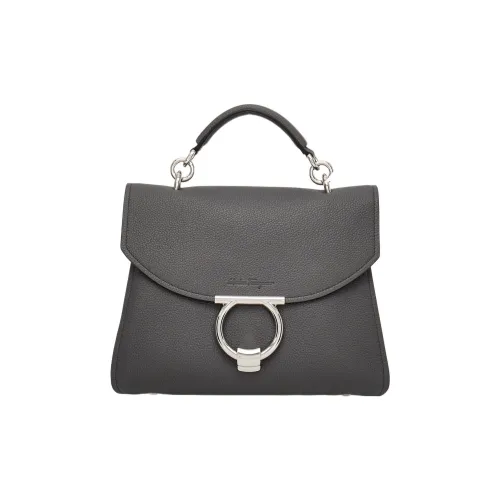 Ferragamo Телячья кожа Сумка через плечо Сумка Маленькая Женская Темно-серая