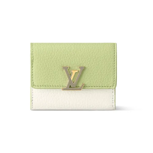 LOUIS VUITTON Capucines Taurillon Коровья кожа Capson Кошелек Экстра Маленький Женский Зеленый Белый