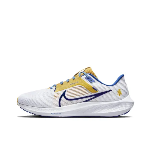 Nike Air Zoom Pegasus 40 Устойчивый к истиранию Низкий Топ Марафон Беговые кроссовки Мужские Белый Желтый Синий